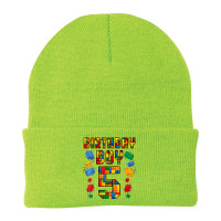 5th Birthday Master Builder 5 Years Old Block Building Boys Beanie | Artistshot