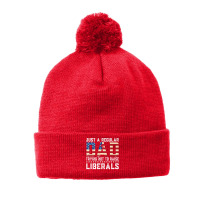 Just A Regular Dad Trying Not To Raise Liberals Gift Papa Premium T Sh Pom Pom Beanie | Artistshot