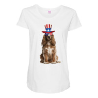 Cocker Spaniel Eyewear American Flag Sunglasses Glasses And Hat 4th Of Maternity Scoop Neck T-shirt | Artistshot