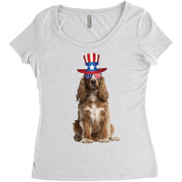 Cocker Spaniel Eyewear American Flag Sunglasses Glasses And Hat 4th Of Women's Triblend Scoop T-shirt | Artistshot