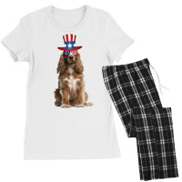 Cocker Spaniel Eyewear American Flag Sunglasses Glasses And Hat 4th Of Women's Pajamas Set | Artistshot