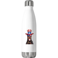 Doberman Eyewear American Flag Sunglasses Glasses And Hat 4th Of July Stainless Steel Water Bottle | Artistshot