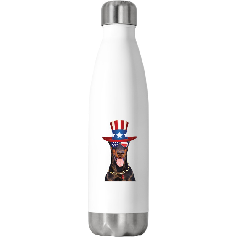 Doberman Eyewear American Flag Sunglasses Glasses And Hat 4th Of July Stainless Steel Water Bottle | Artistshot