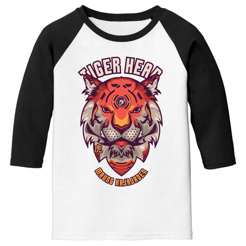 Tiger Head Youth 3/4 Sleeve by Chiks | Artistshot