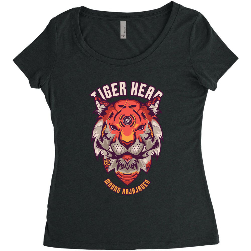 Tiger Head Women's Triblend Scoop T-shirt by Chiks | Artistshot