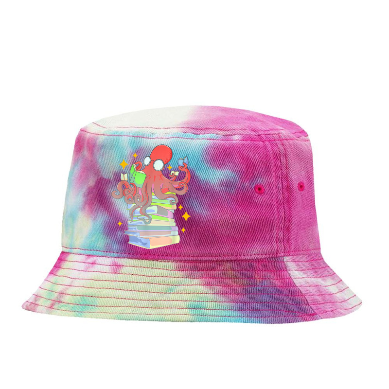 Book Lovers Octopus Reading Kids Girls Womens Cute Bookworm Vintage Tie Dyed Bucket Hat by HailieDesign | Artistshot