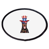 Doberman Eyewear American Flag Sunglasses Glasses And Hat 4th Of July Oval Patch | Artistshot