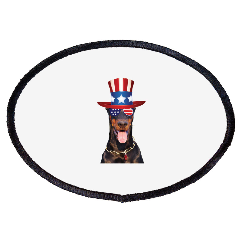 Doberman Eyewear American Flag Sunglasses Glasses And Hat 4th Of July Oval Patch | Artistshot