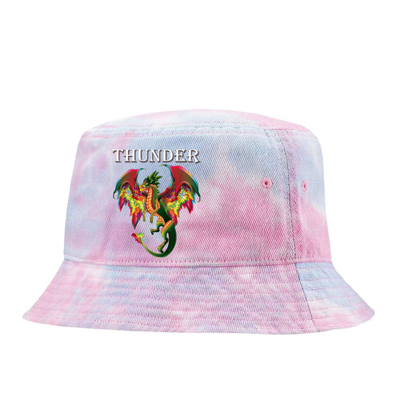 Imagine You Are A Thunder Dragon Breathing Fire With Wings Retro Vinta Tie Dyed Bucket Hat by HailieDesign | Artistshot