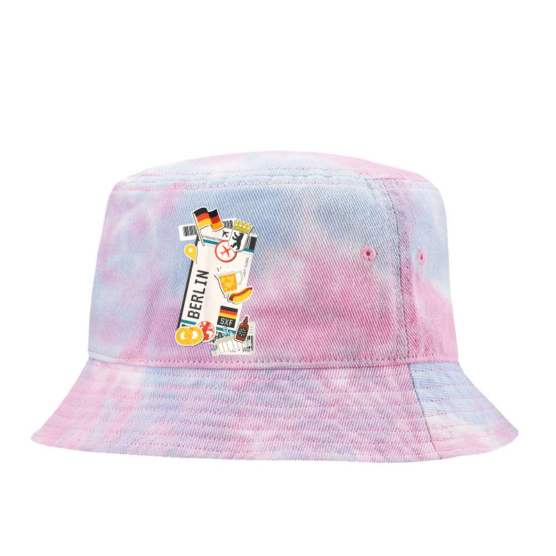 Berlin Germany Boarding Pass Airplane Ticket Travel T Shirt Tie Dyed Bucket Hat | Artistshot