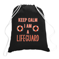 Mens Keep Calm I Am A Life Guard Seashore Marine Police Duty Premium Drawstring Bags | Artistshot