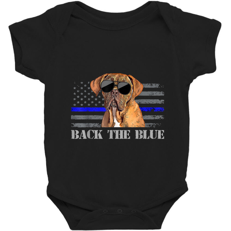 Dogues De Bordeaux Thin Blue Line American Flag Police Dog Baby Bodysuit | Artistshot