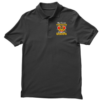 Mens Men My Favorite Firefighter Calls Me Grampa Fathers Day Men's Polo Shirt Designed By Lemonjack