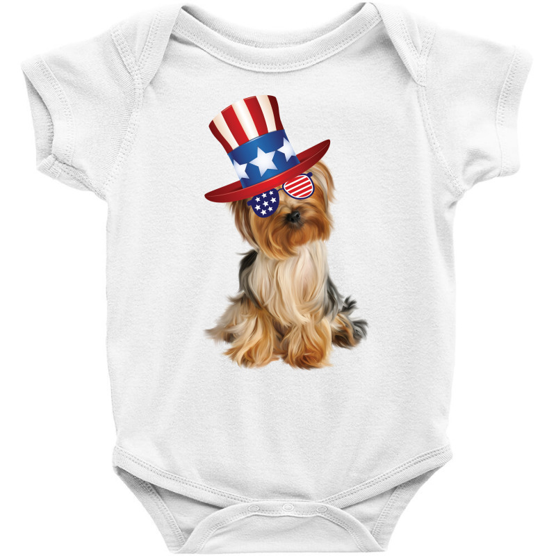 Yorkshire Terrier Eyewear American Flag Sunglasses Glasses And Hat 4th Baby Bodysuit by vip.pro123 | Artistshot