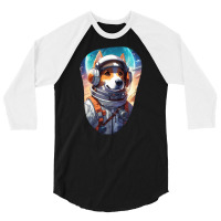 Cosmic Canine: The Astronaut Dog 3/4 Sleeve Shirt | Artistshot