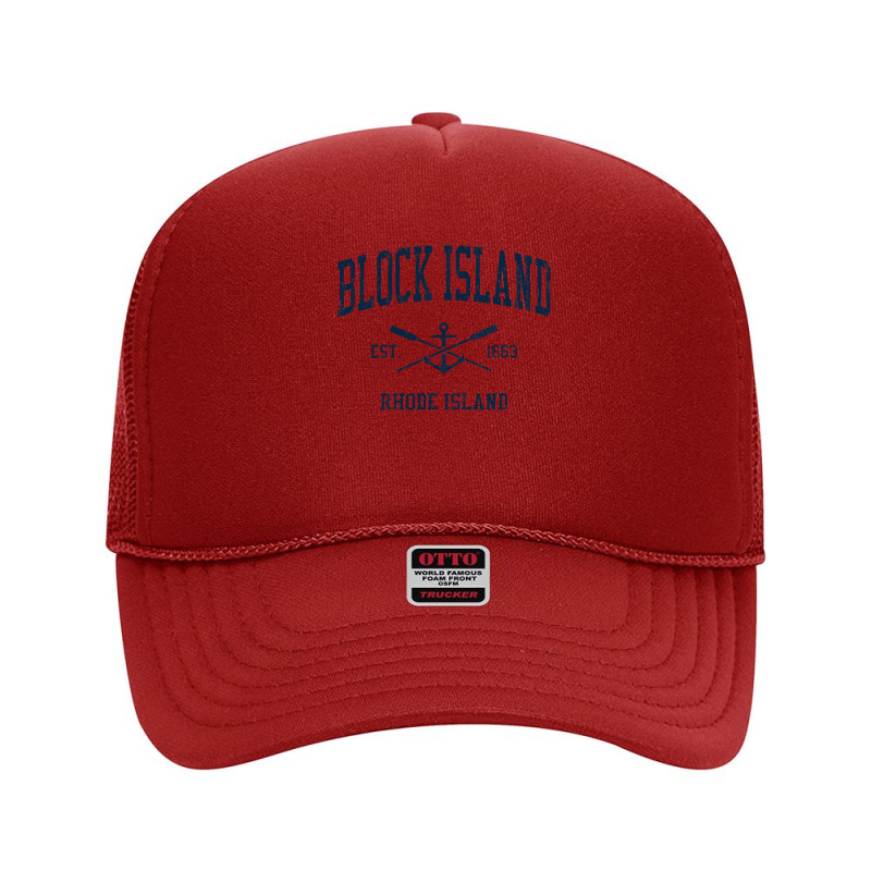 Block Island Ri Vintage Navy Crossed Oars & Boat Anchor Foam Trucker Hat by cm-arts | Artistshot