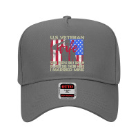 Us Veteran Wife I Married Mine American Flag Adjustable Baseball Cap | Artistshot