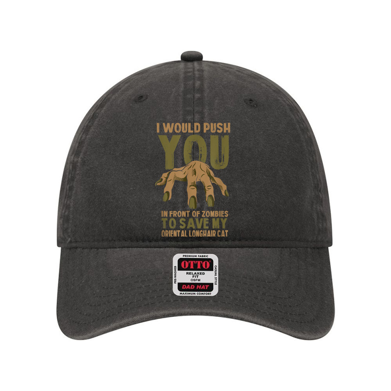 Push You In Zombies To Save My Oriental Longhair Cat Funny T Shirt Dyed Cap | Artistshot