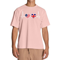 Great Britain Usa Heartbeat British American Flag T Shirt Urban Heavy T-shirt | Artistshot