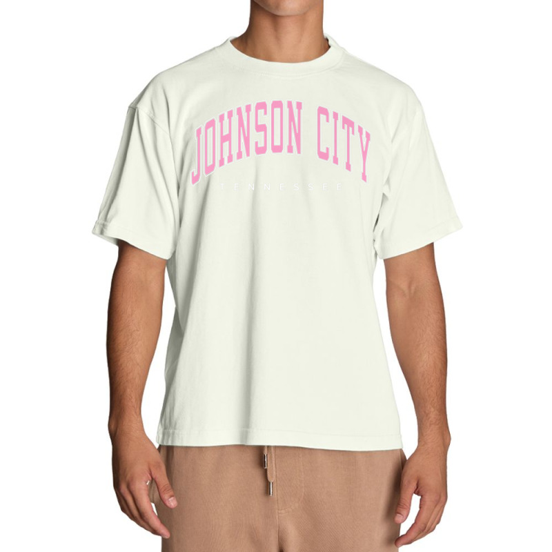 Johnson City Tennessee Tn Varsity Style Pink Text Premium T Shirt Urban Heavy T-shirt by nyce | Artistshot