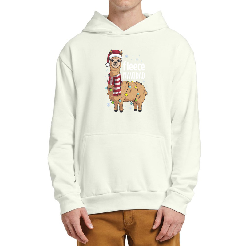 Feliz Navidad Llama Fleece Funny Christmas Lights Urban Pullover Hoodie | Artistshot