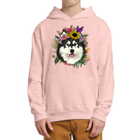 Floral Alaskan Malamute Dog Botanical Plant Flower Dog Lover T Shirt Urban Pullover Hoodie | Artistshot