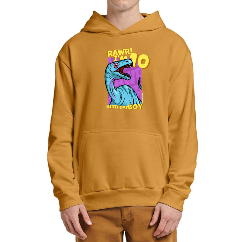 Rawr! I'm 10 Birthday Boys 10th Birthday Dino Noasaurus Urban Pullover Hoodie | Artistshot