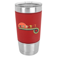 Gymnast Girl Exercise Retro Vintage Sunset Rainbow Color Leatherette Tumbler | Artistshot