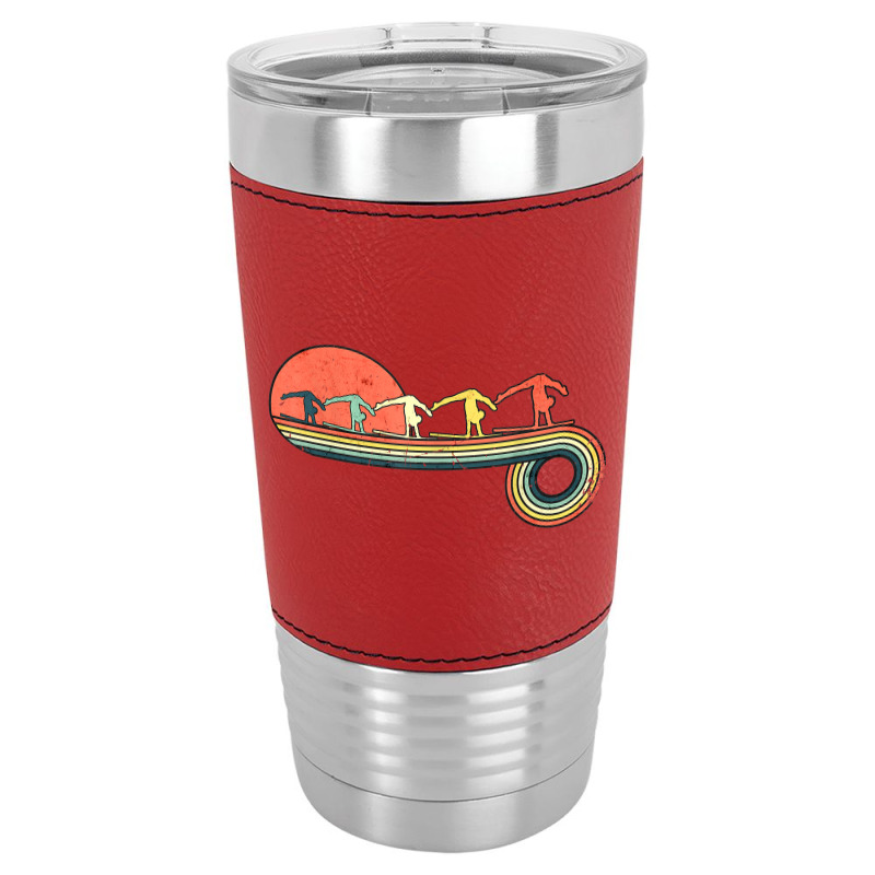 Gymnast Girl Exercise Retro Vintage Sunset Rainbow Color Leatherette Tumbler | Artistshot