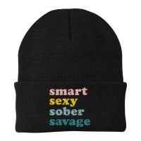 Retro Vintage Smart Sexy Sober Savage Recovery Beanie | Artistshot