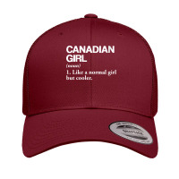 Womens Canadian Girl Definition Canada Flag Country Language V Neck T Retro Trucker Cap | Artistshot