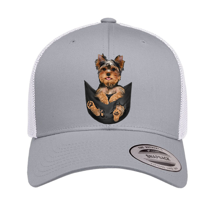 Dog Lovers Gifts Yorkshire Terrier In Pocket Funny Dog Face Premium T Retro Trucker Cap by jermonmccline | Artistshot