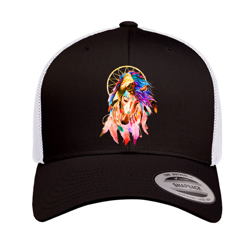 Native Horse With Dreamcatcher Retro Trucker Cap by ArticraftsECR | Artistshot