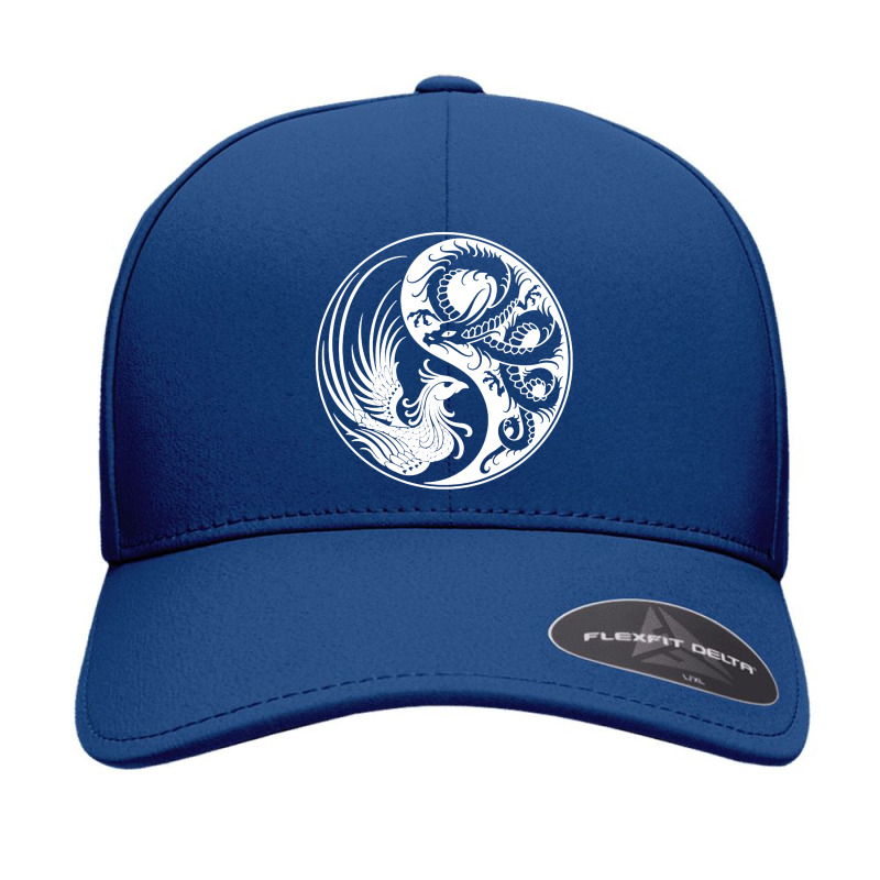 White And Black Dragon Phoenix Yin Yang Seamless Cap by putrimeheng | Artistshot