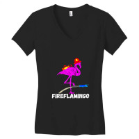 Fire Fighter Flamingo Exotic Bird Funny Firefighter Fireman Women's V-neck T-shirt | Artistshot