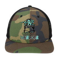 Messy Bun Women Teal Ribbon Myasthenia Gravis Warrior T Shirt Snapback Trucker Cap | Artistshot