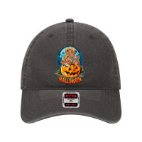 Halloween Costume Vintage Bear Sitting Pumpkin Dyed Cap | Artistshot