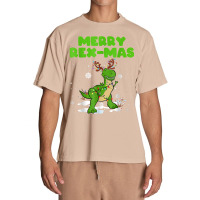 Merry Rex Mas Dinosaur Christmas Reindeer Lights Xmas Kids T Shirt Urban Heavy T-shirt | Artistshot