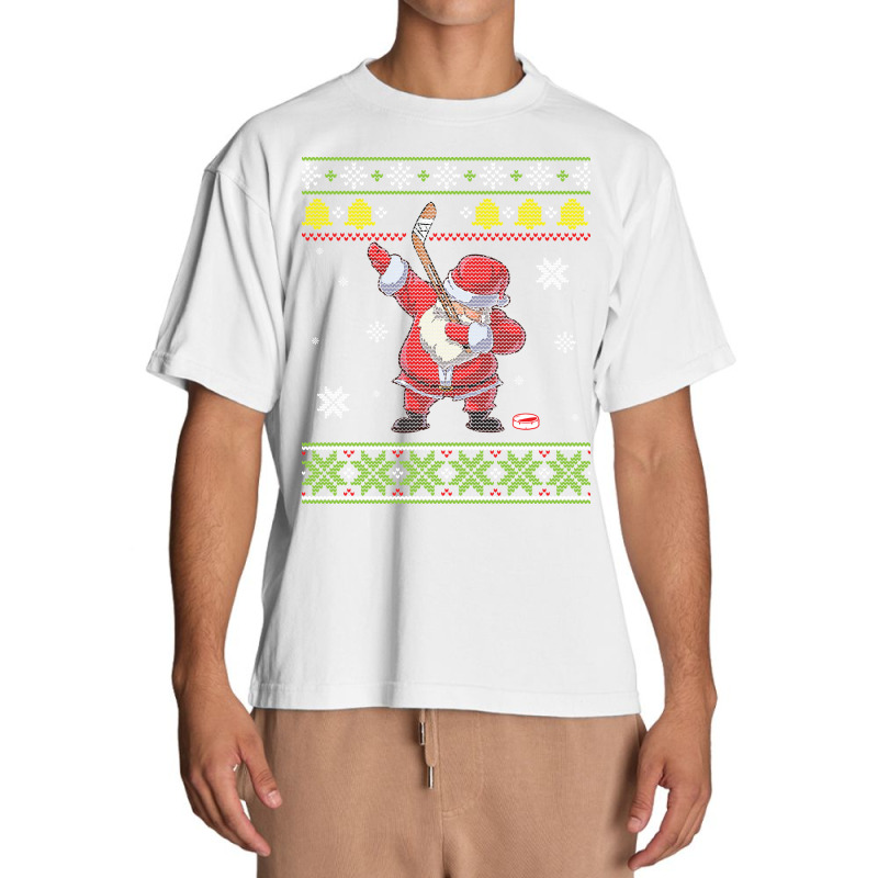 Santa Claus Dabbing Playing Hockey Around Snow Merry Xmas Long Sleeve Urban Heavy T-shirt | Artistshot