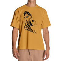 On The Phone Sexy Big Titty Lingerie Pinup Girl T Shirt Urban Heavy T-shirt | Artistshot