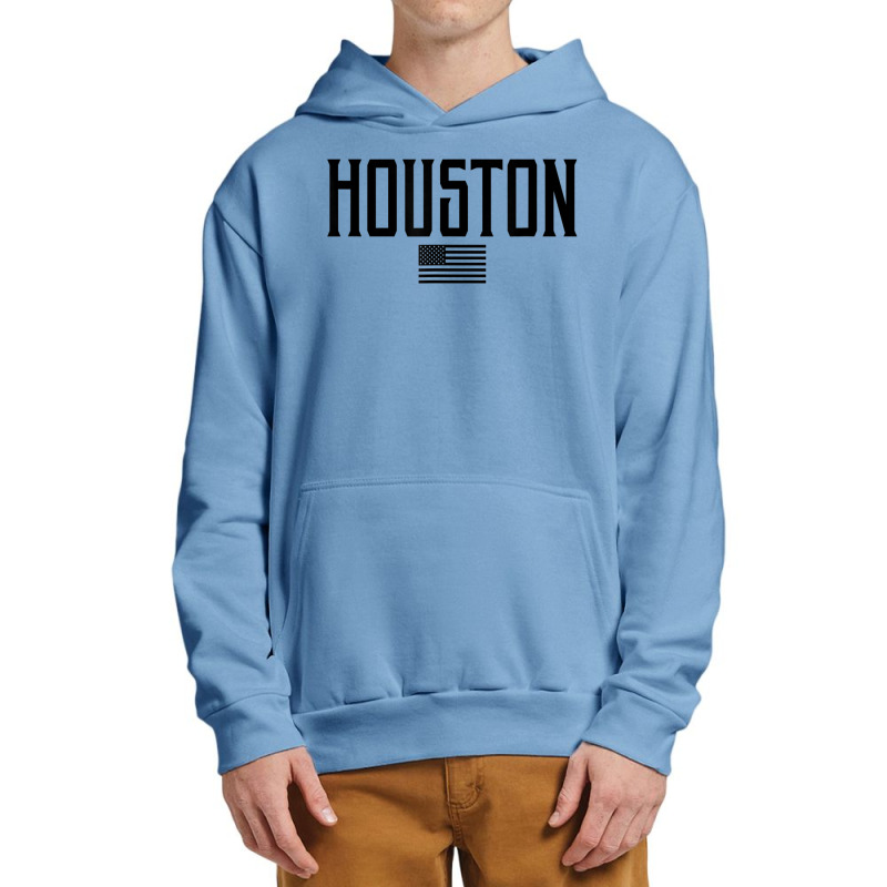 Houston Texas Us Flag Vintage Text Olive Green W Black Print T Shirt Urban Pullover Hoodie | Artistshot