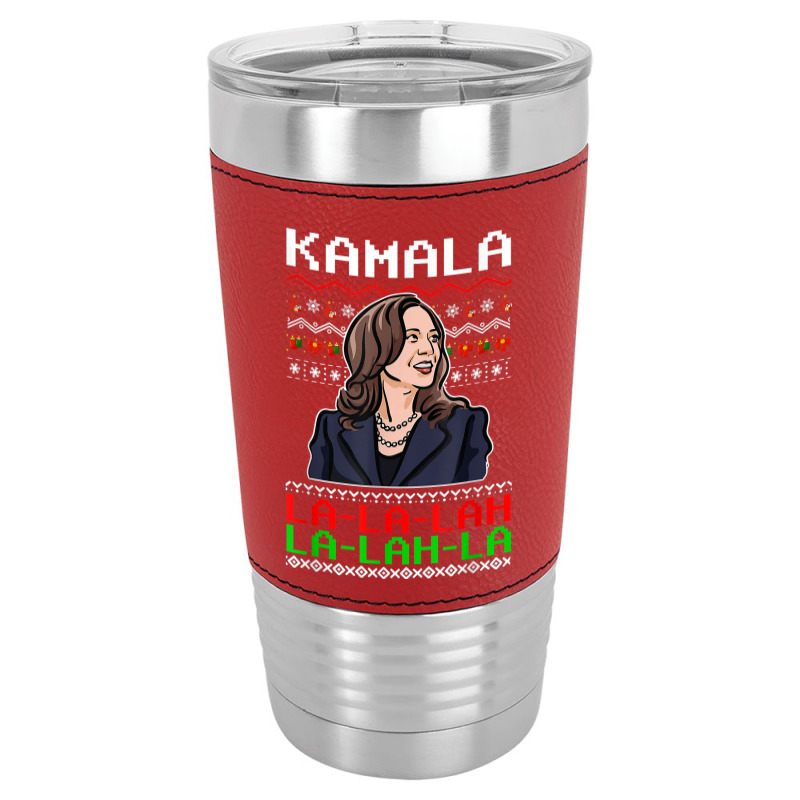 Santa Kamala Ugly Christmas Sweater Meme Kamalalala Leatherette Tumbler | Artistshot