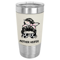 Mother Heifer Farmer Mom Cow Messy Bun Hair Bandana Cow T Shirt Leatherette Tumbler | Artistshot