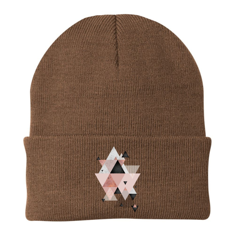 Geometric Compilation In Rose Gold And Blush Pink Beanie | Artistshot