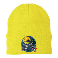 Horror Clubhouse In Park Halloween Spooky Characters Costume Beanie | Artistshot