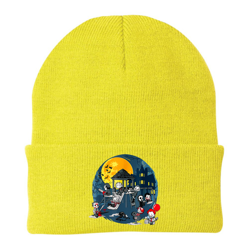 Horror Clubhouse In Park Halloween Spooky Characters Costume Beanie | Artistshot