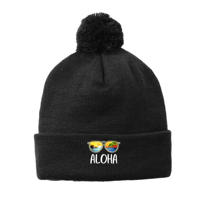 Aloha Hawaii Hawaiian Island Sunglasses Palm Trees Beach T Shirt Pom Pom Beanie by dewresowashg | Artistshot