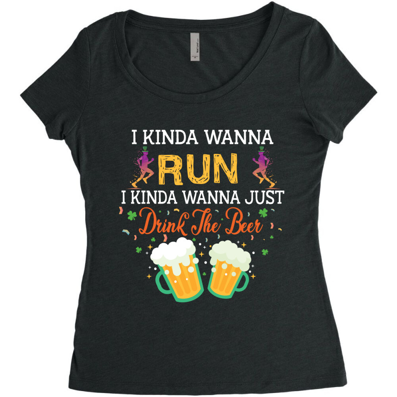 I Kinda Wanna Run, I Kinda Wanna Just Drink The Beer Women's Triblend Scoop T-shirt by vip.pro123 | Artistshot