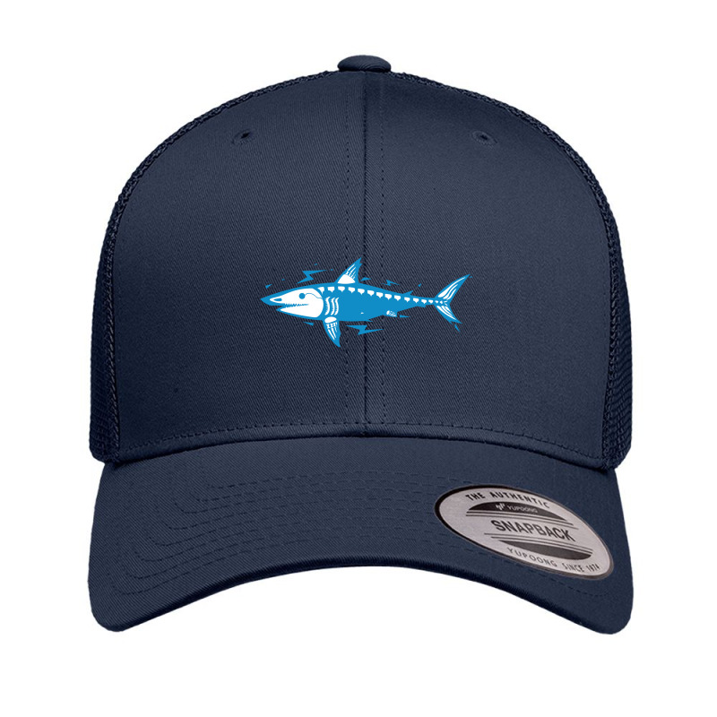 Thunderbolt Blue Shark Illustration Retro Trucker Cap by RAPart | Artistshot