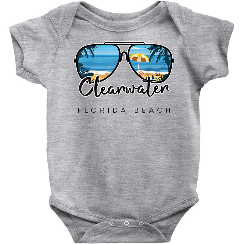 Clearwater Beach Florida Palm Tree Sunglasses Souvenir T Shirt Baby Bodysuit by towamingle | Artistshot